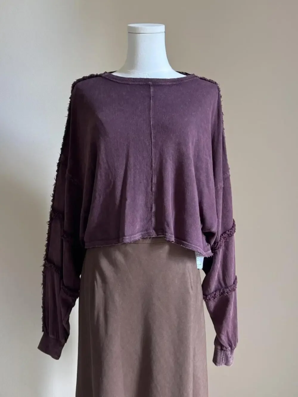 Free People Movement 100% cotton cropped top in faded plum